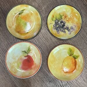 VTG Susan Winget Mini Fruit Plates Signed Giftco Colorful Decor‎ 4.5" Set of 4
